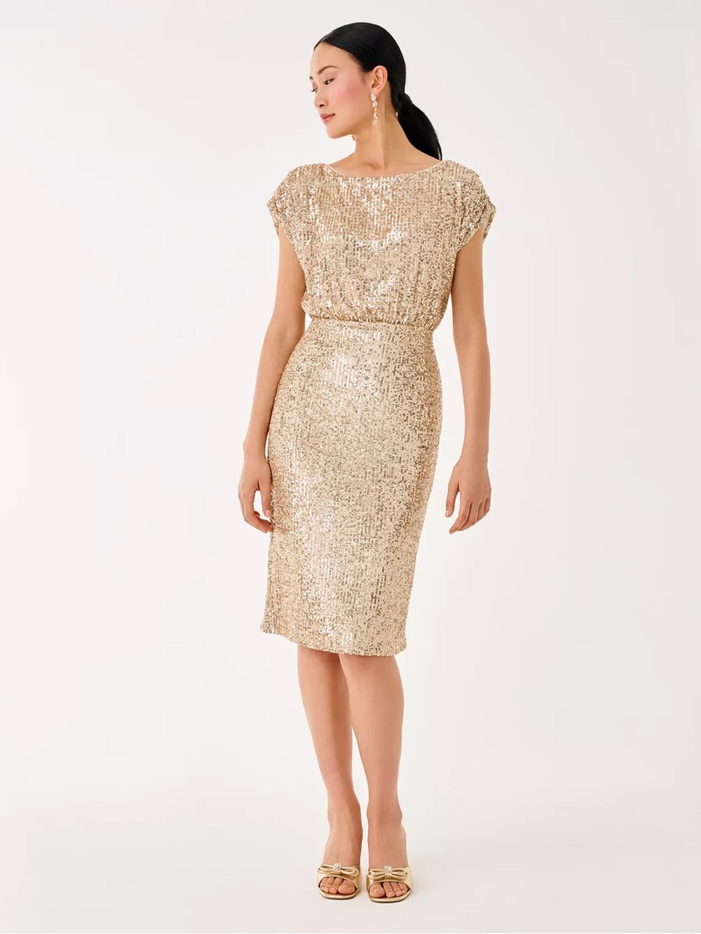 Gold Sequin Sheath Dress - Elegant Evening Dress